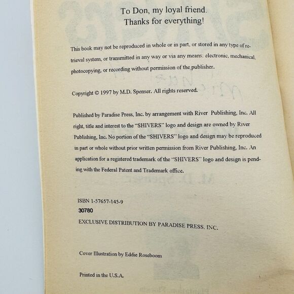 Shivers #28 Watch ‘Em Kill Book M.D. Spenser Good/VG Condition Rare 1997 horrror - Picture 4 of 8